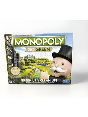 Monopoly Go Green Family Fun Board Game Hasbro Game Night Green Up To Clean New